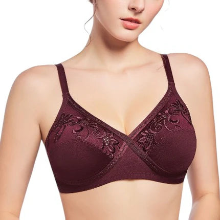X over cotton comfort embroidery bra