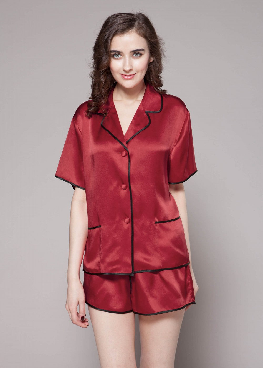 Diamante contrast trim short pajama Set