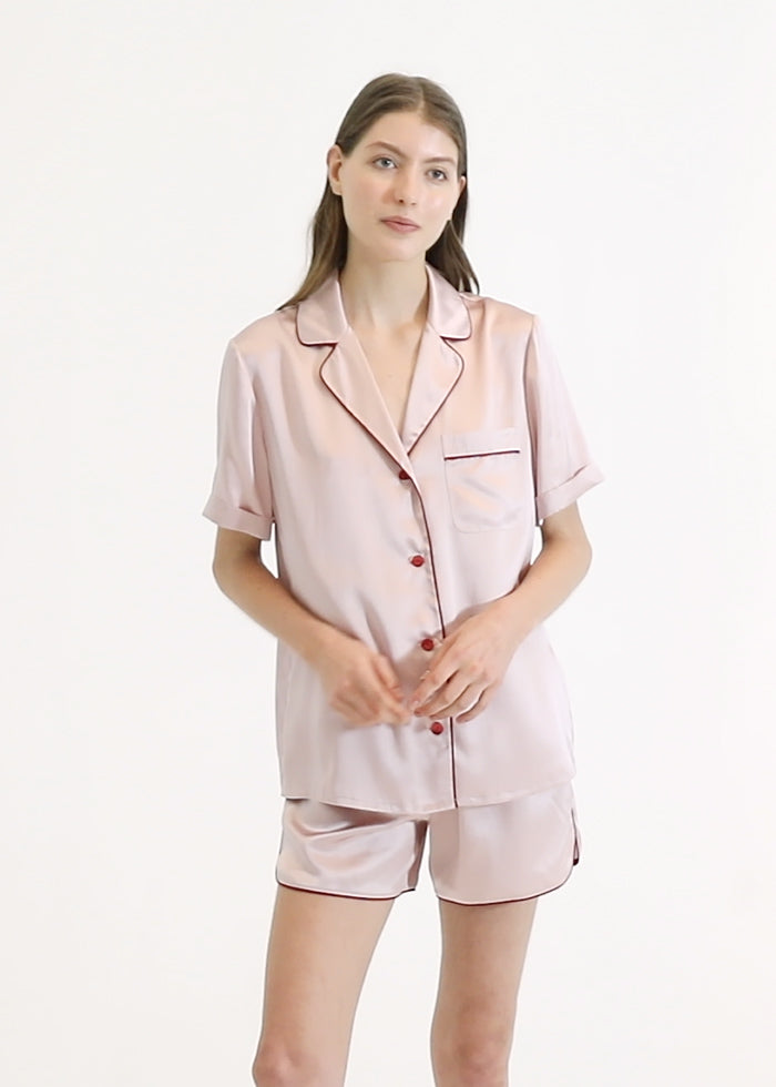 Andrea Short Pajamas Set With Claret Pipings