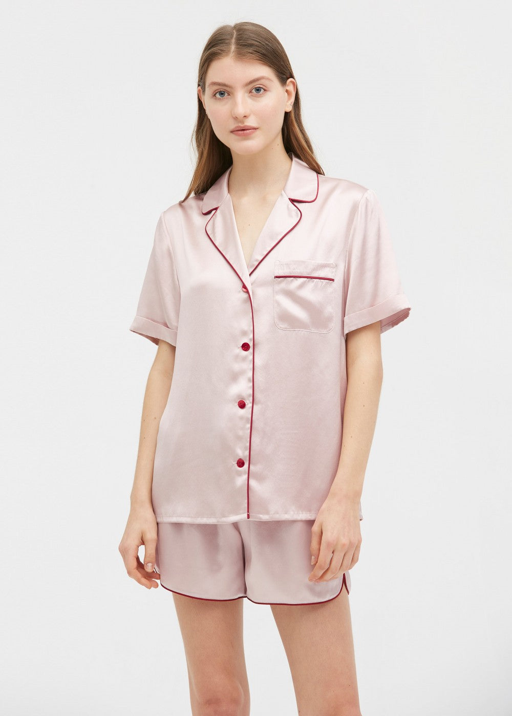 Andrea Short Pajamas Set With Claret Pipings