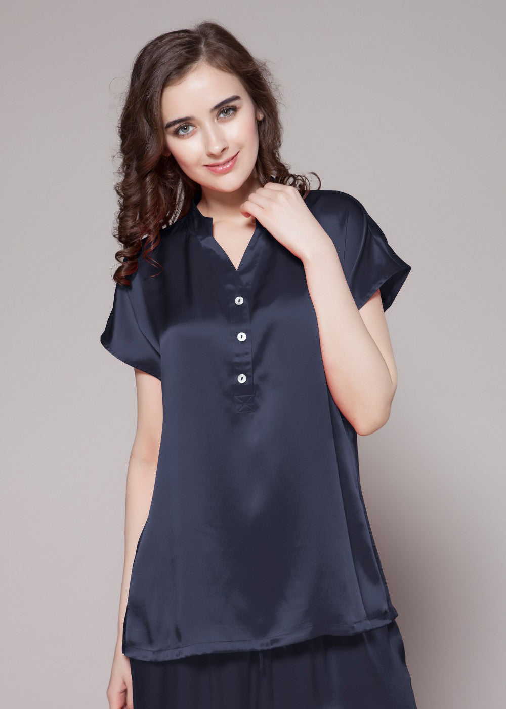 Diva half buttoned front pajamas set