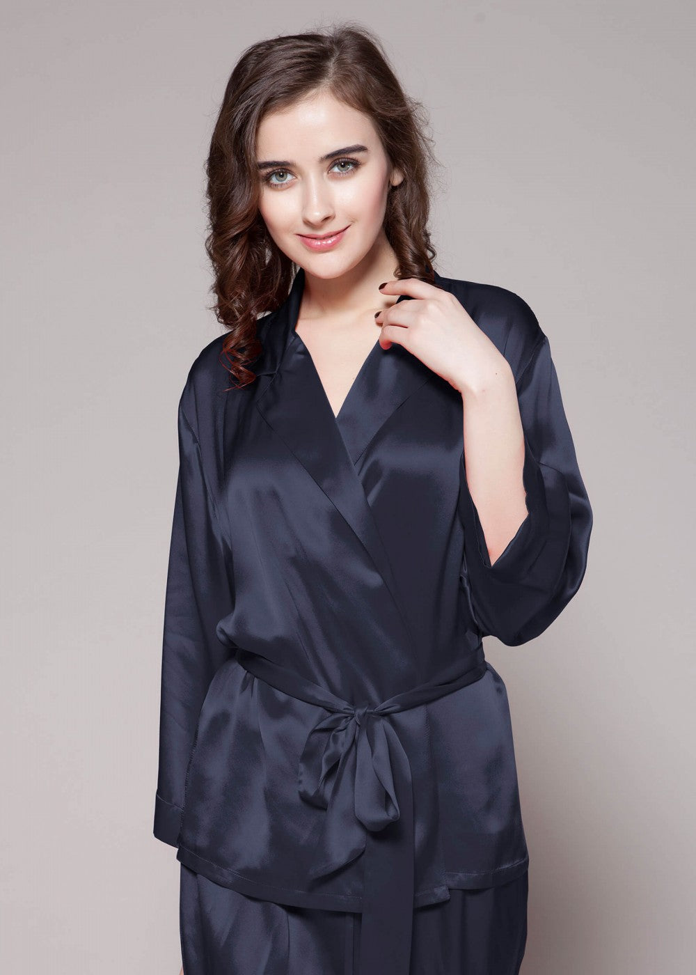 Fold Over Classic  Short Robe Pj Set