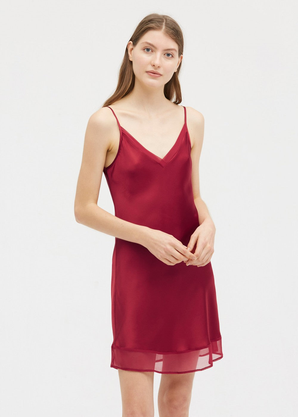 Nina V neck Hem Sheer Short nighty