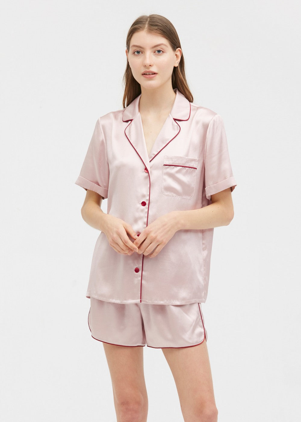 Andrea Short Pajamas Set With Claret Pipings