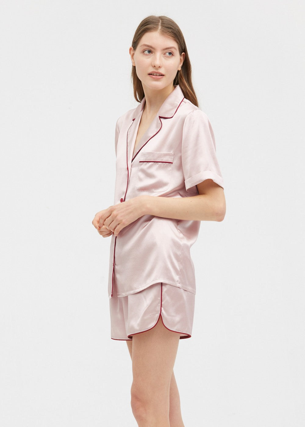 Andrea Short Pajamas Set With Claret Pipings