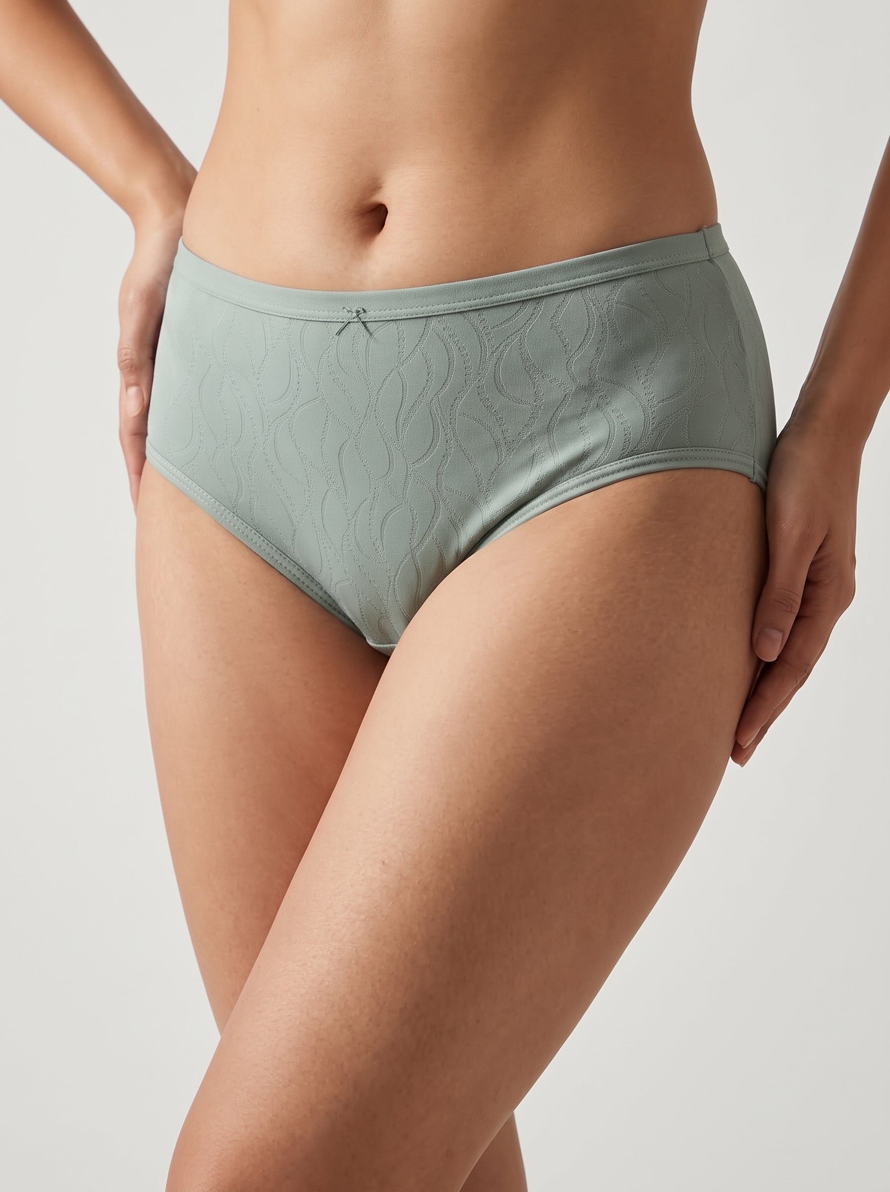 Swirl jacquard high waist panty - Sage Green