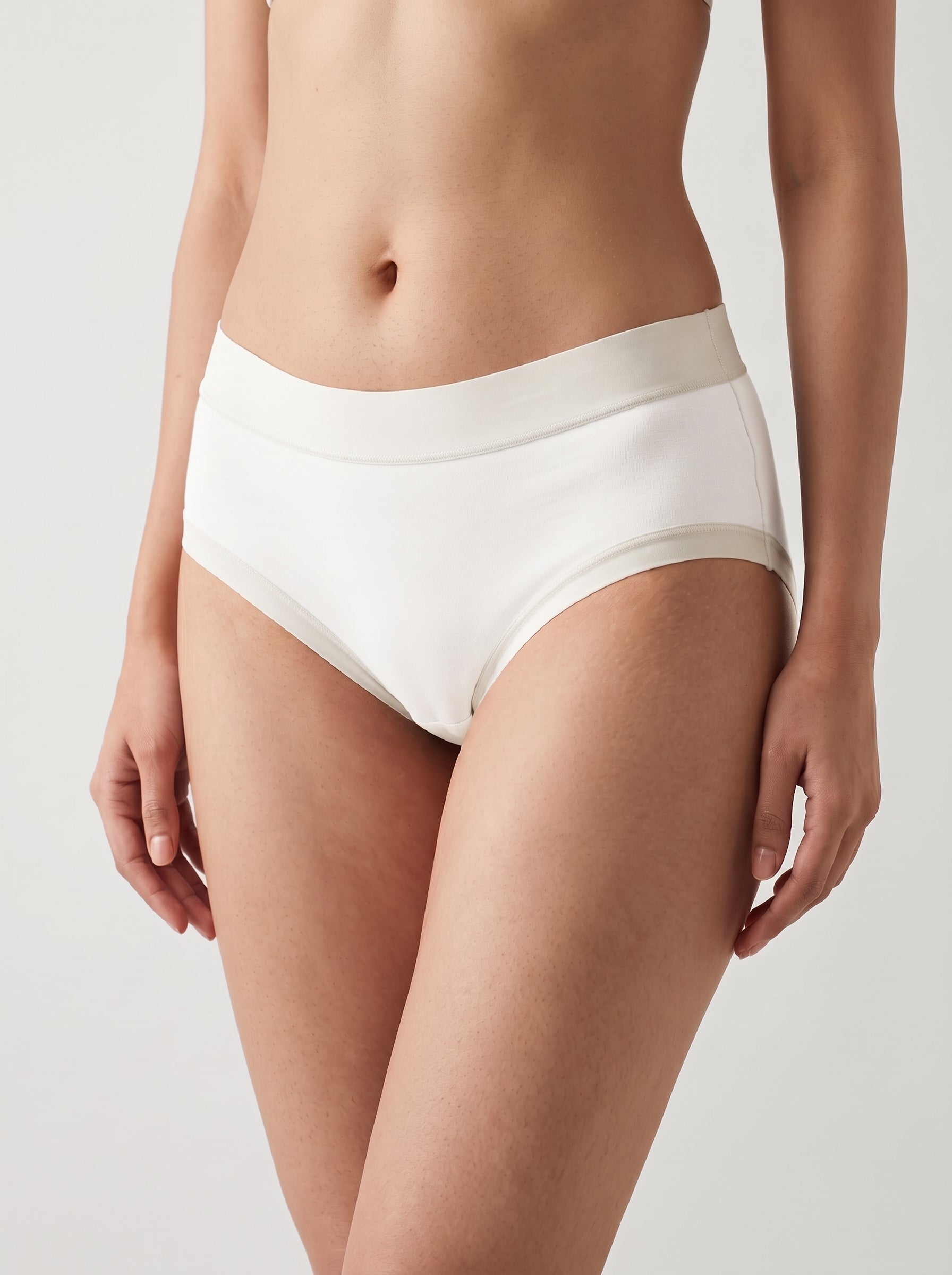 Contrast trim cotton hipster panty - White