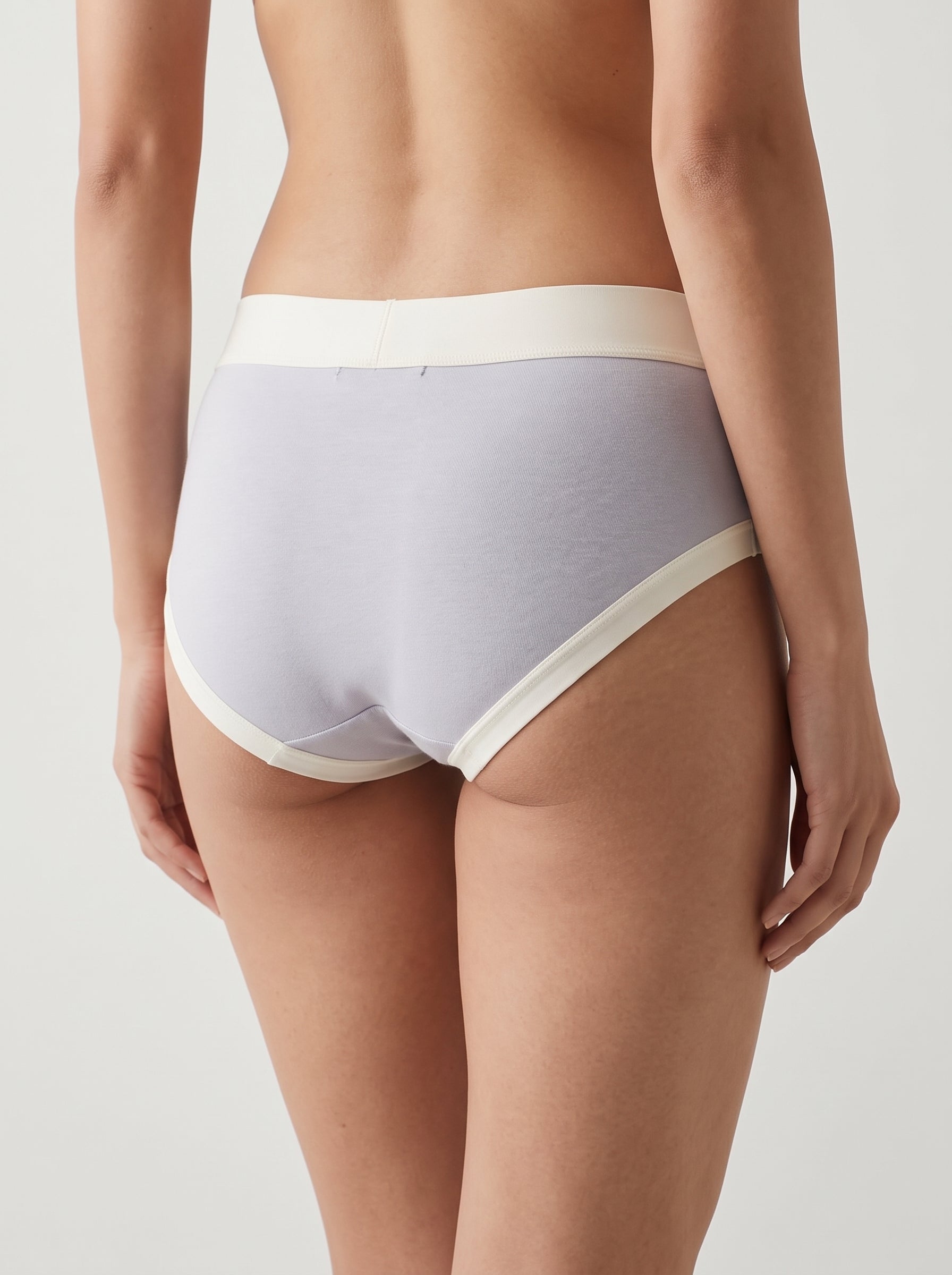 Contrast trim cotton hipster panty - Lavender back view