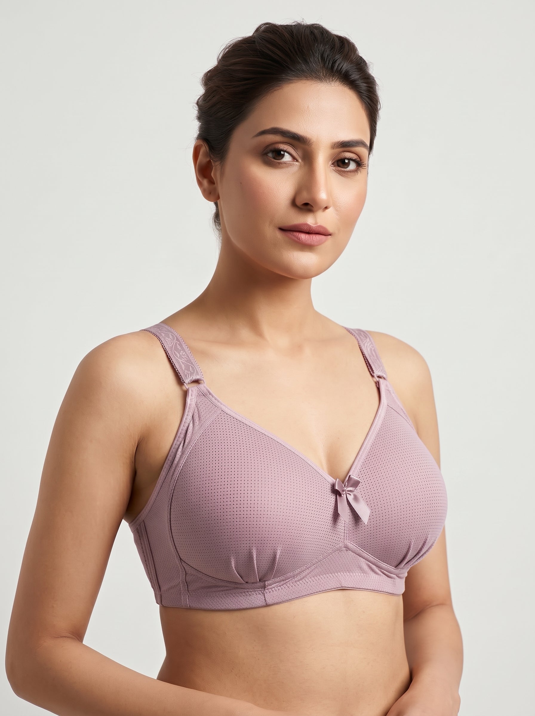 Mauve full coverage mesh bra