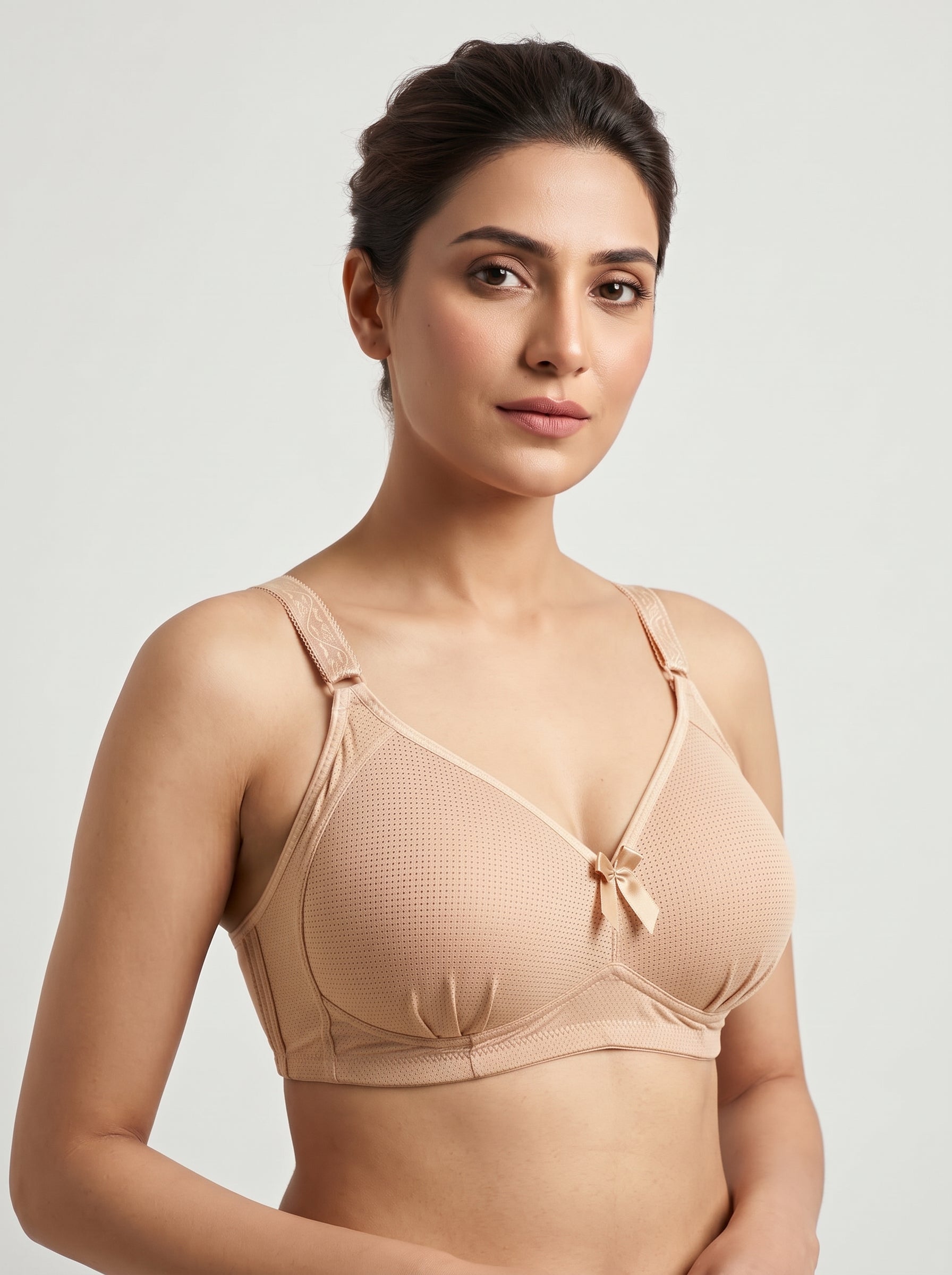 Nude full coverage mesh bra
