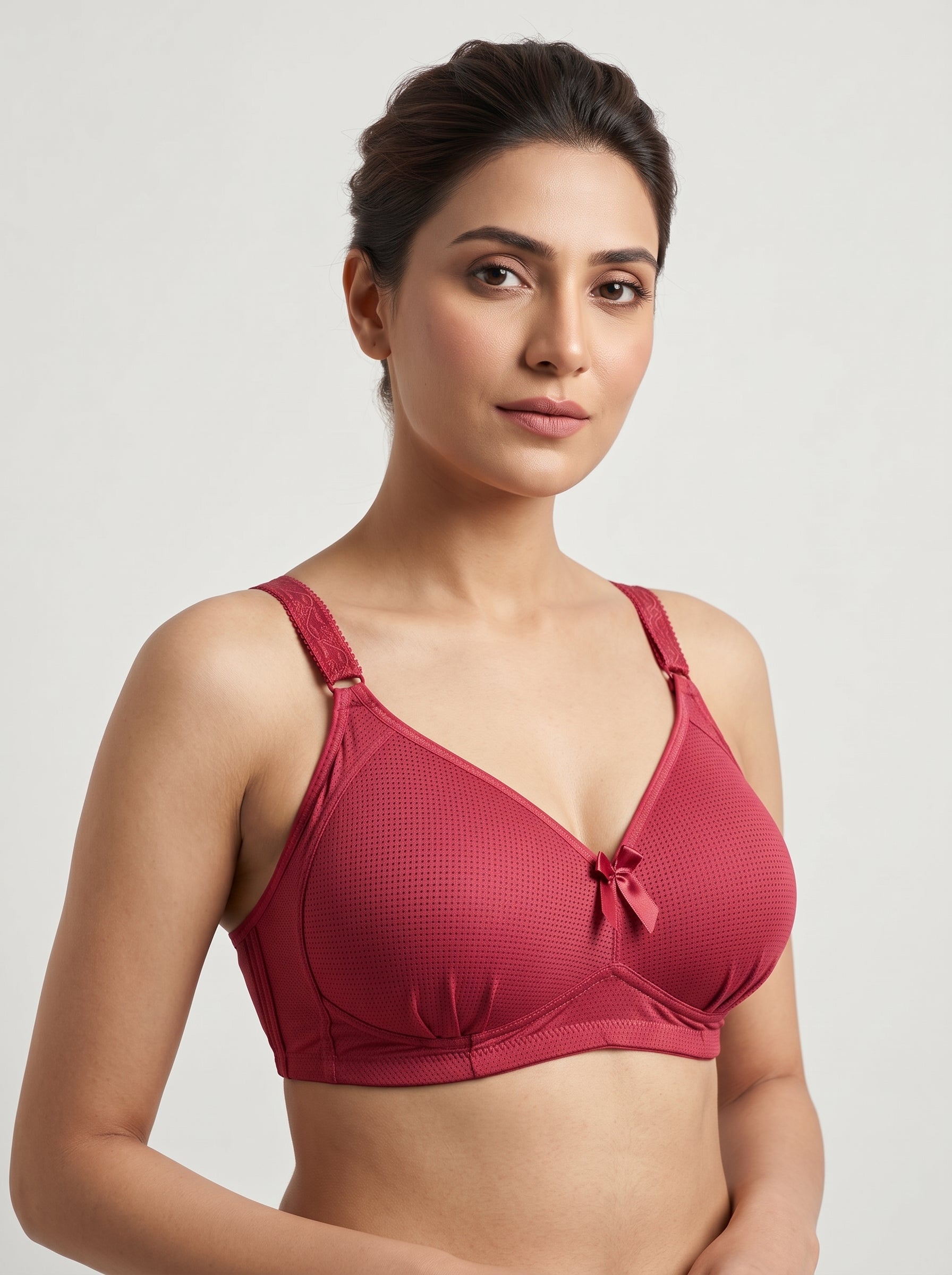 Maroon full coverage mesh bra