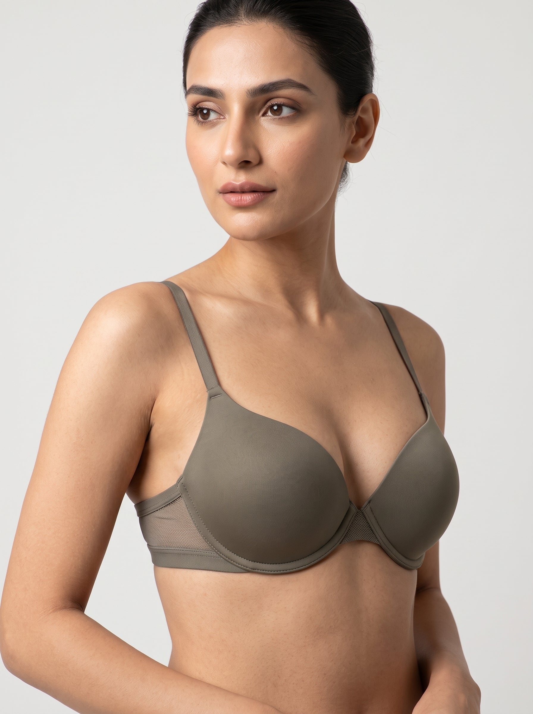 Olive Khaki seamless t-shirt bra - front