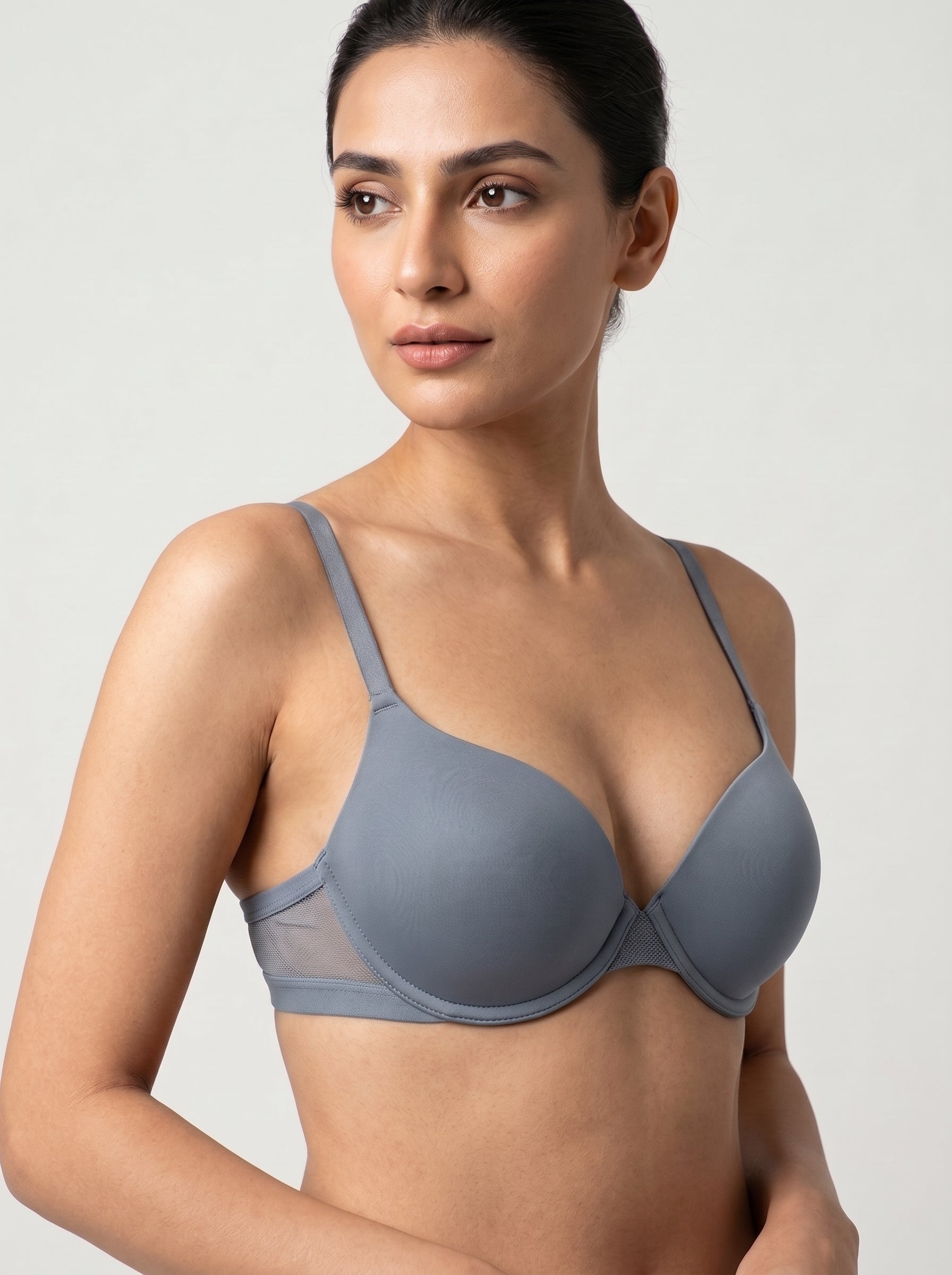 Grey-Blue seamless t-shirt bra