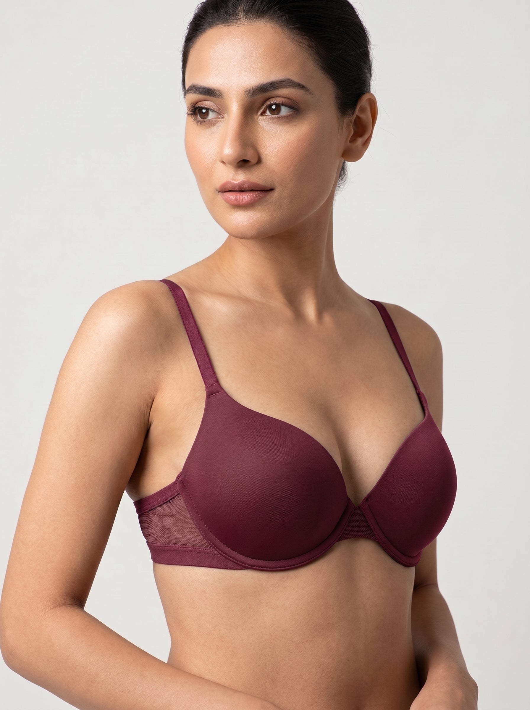 Maroon Wine seamless t-shirt bra