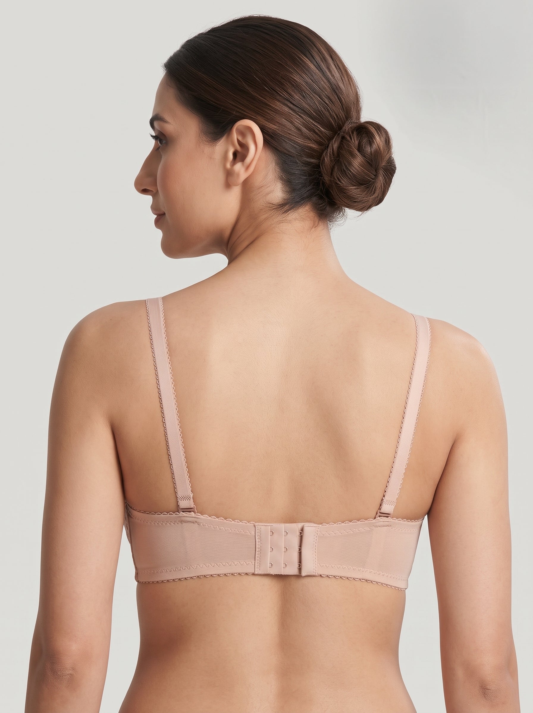 Nude Pink lace balconette bra - back