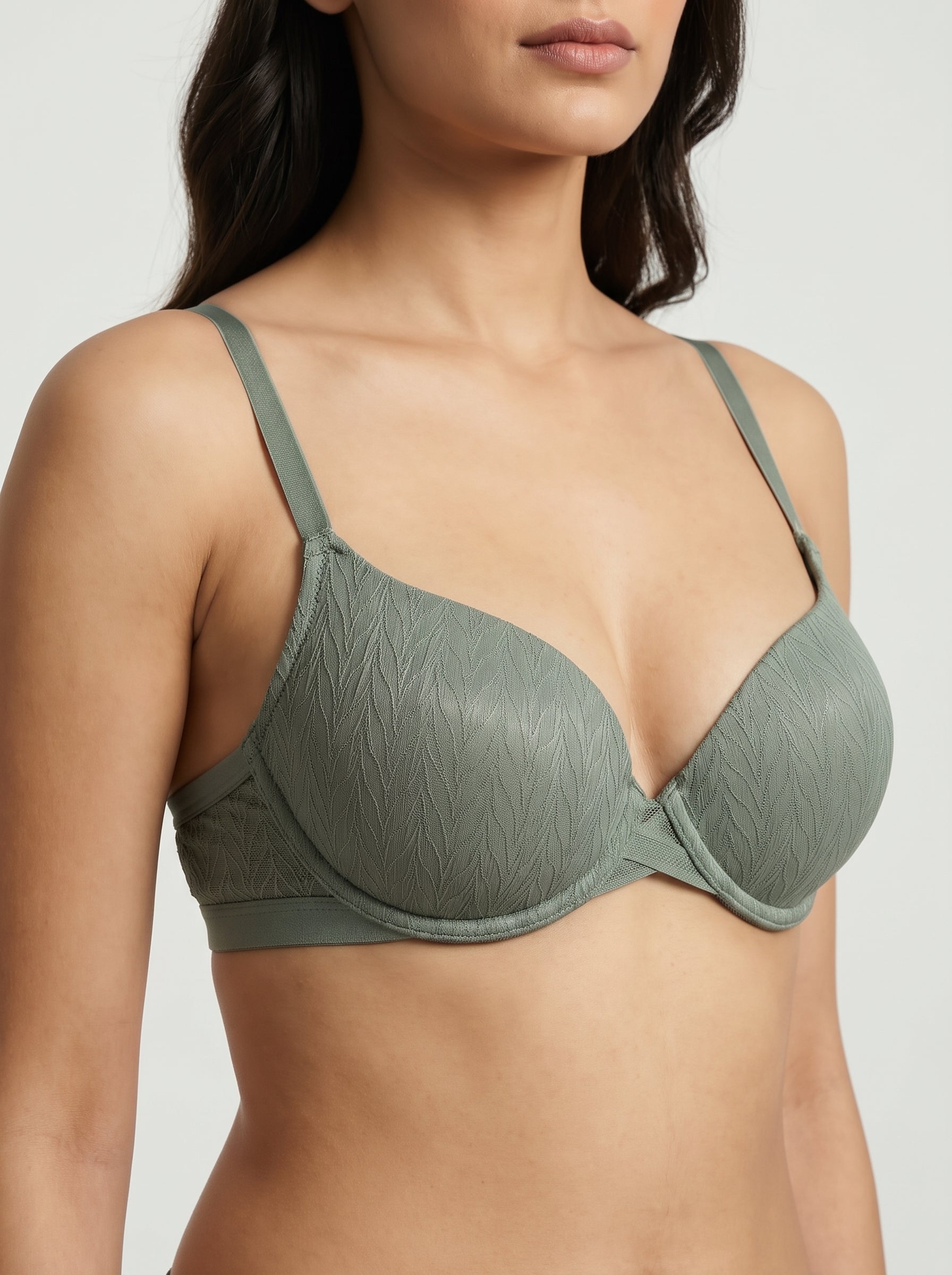 Sage Green textured lace bra