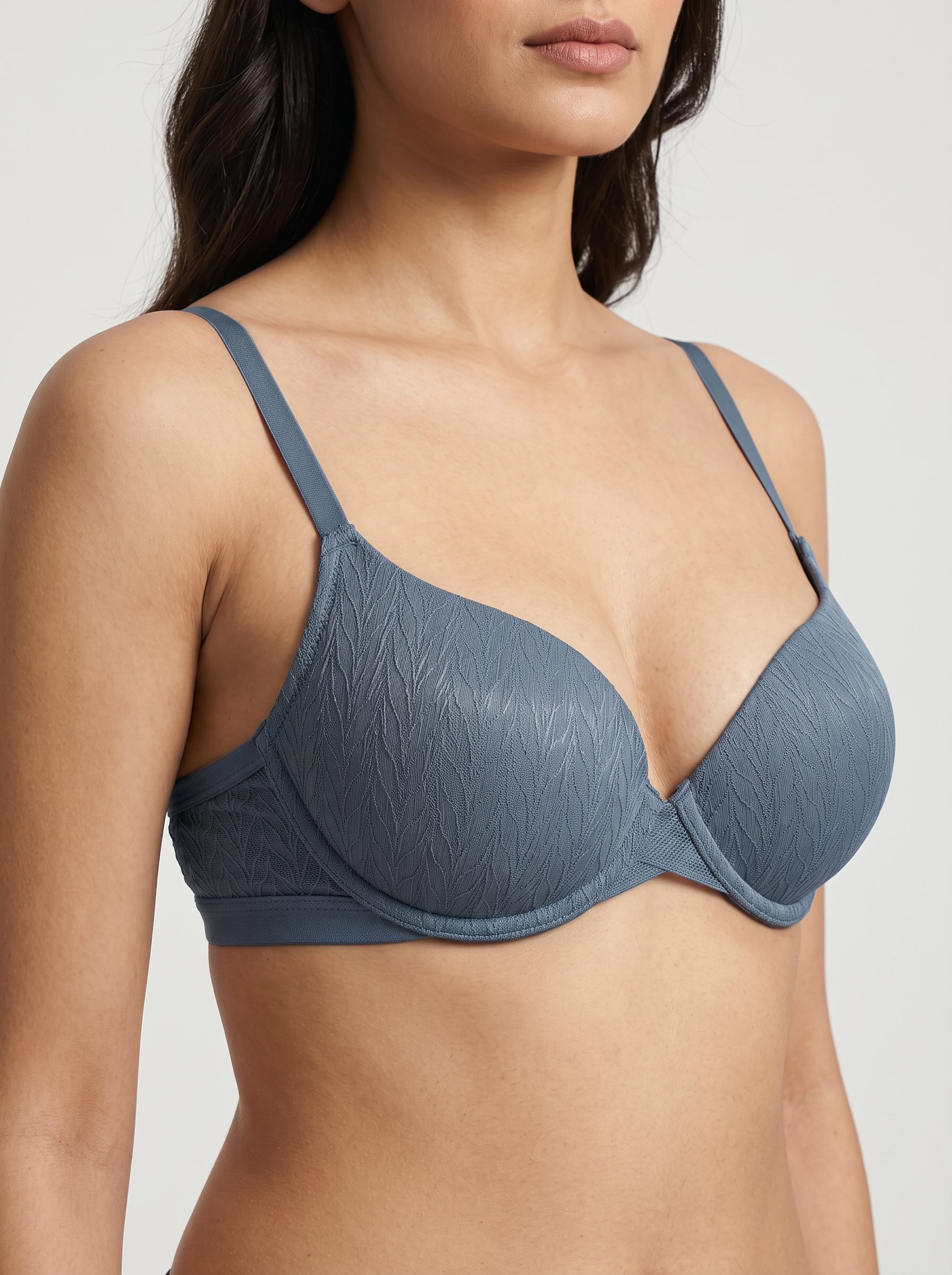 Slate Blue textured lace bra
