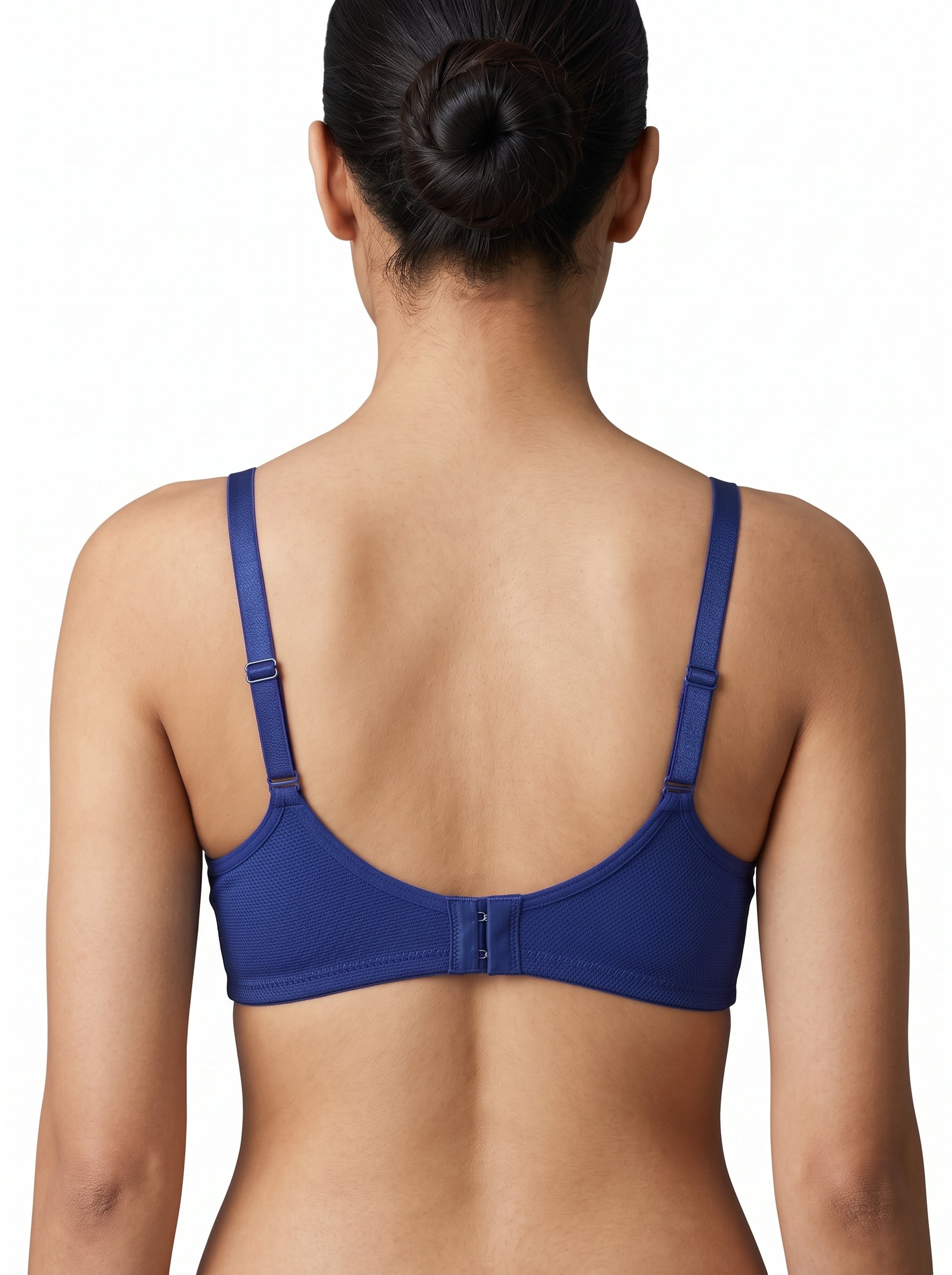 Navy Blue textured mesh bra - back