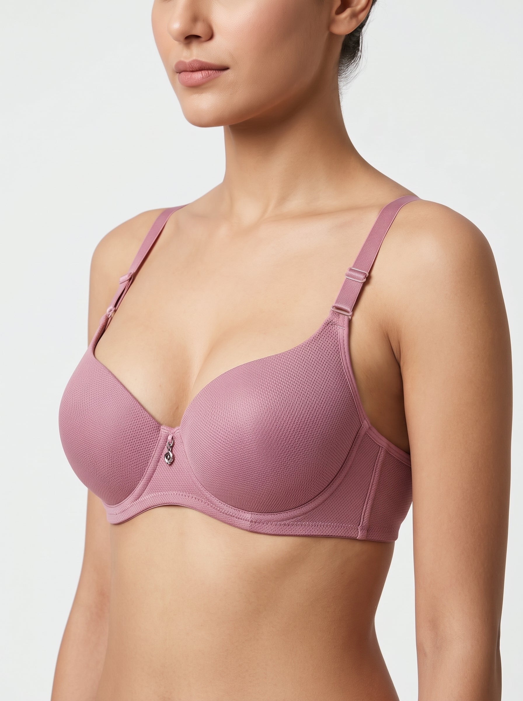 Mauve Rose textured mesh bra