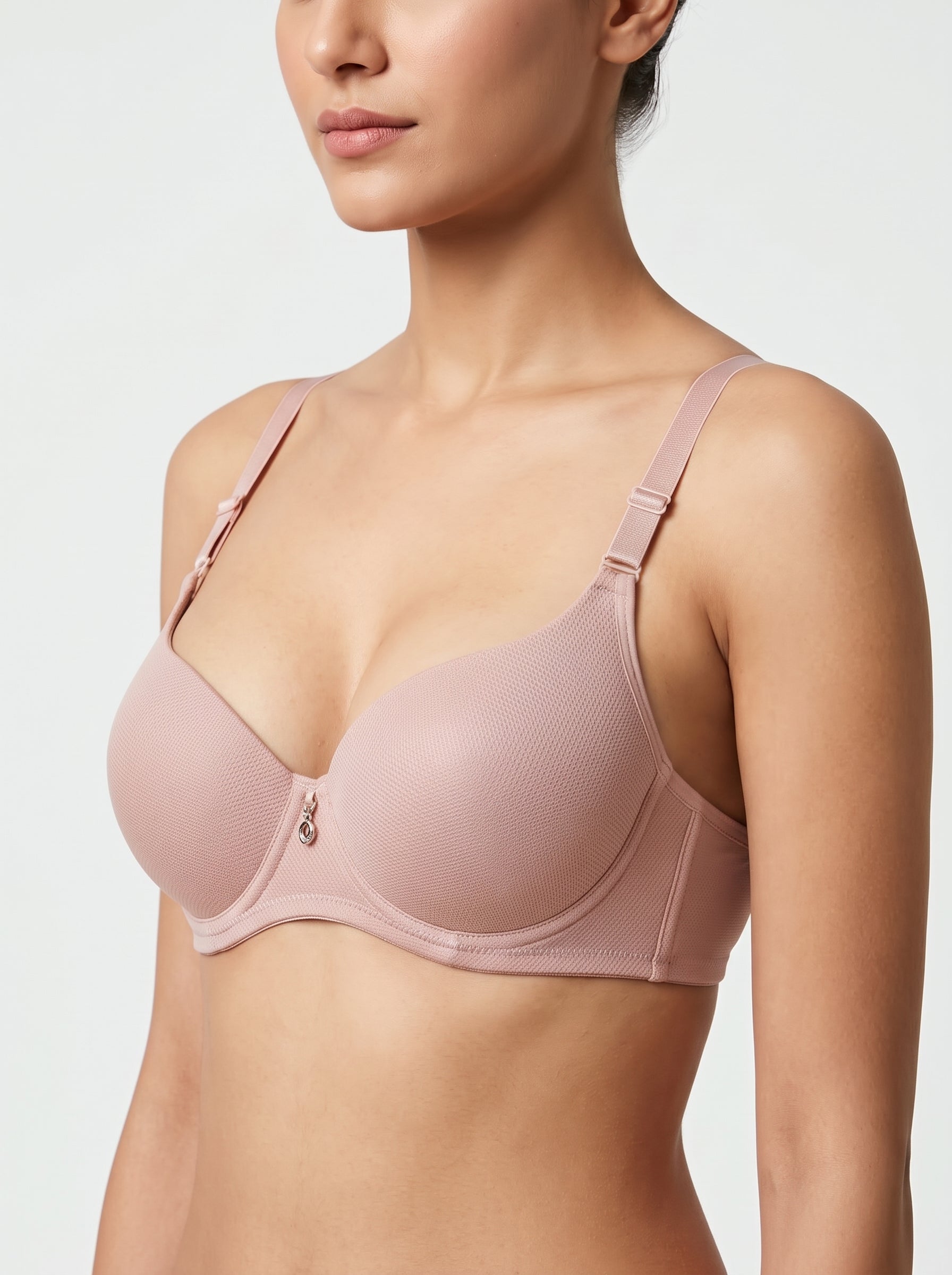Blush Pink textured mesh bra