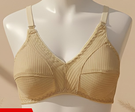 Full coverage stripe cotton bra
