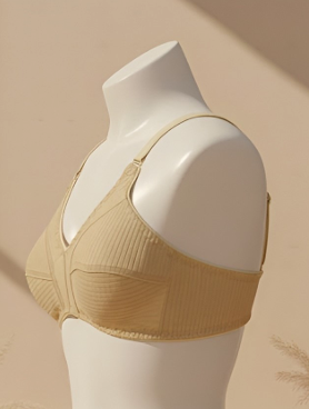Full coverage stripe cotton bra