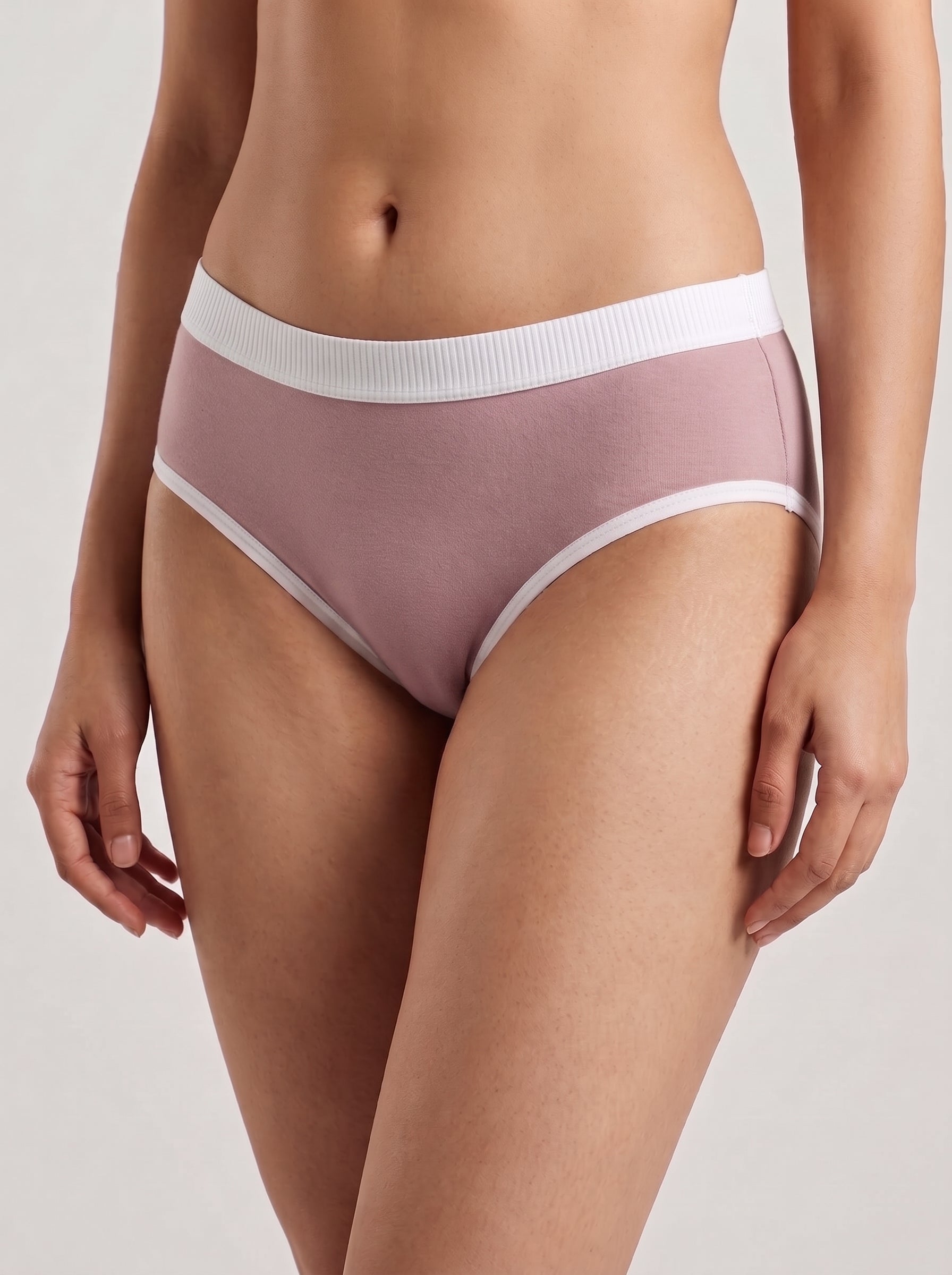 Ribbed waistband cotton panty - Mauve