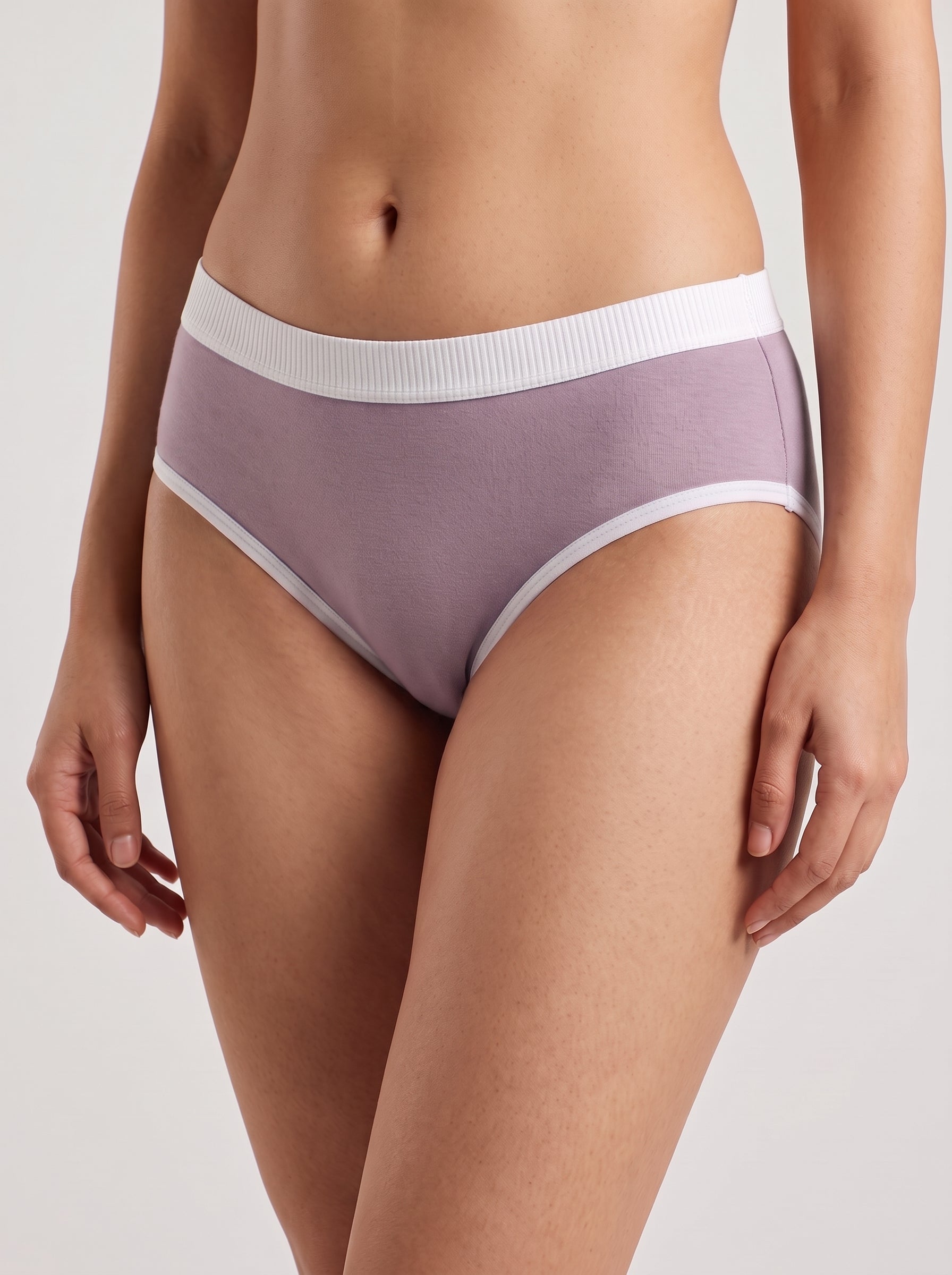 Ribbed waistband cotton panty - Lilac