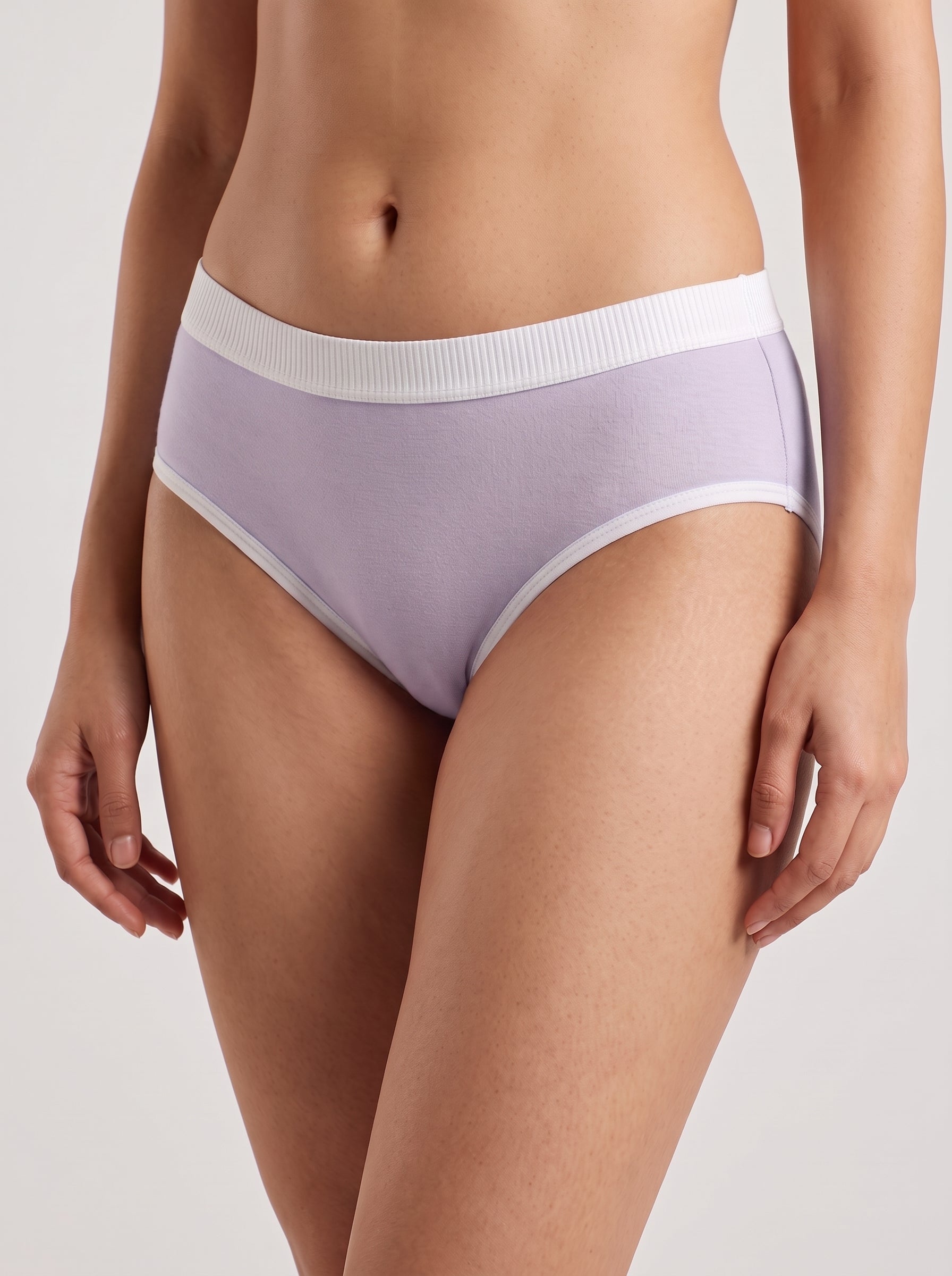 Ribbed waistband cotton panty - Lavender