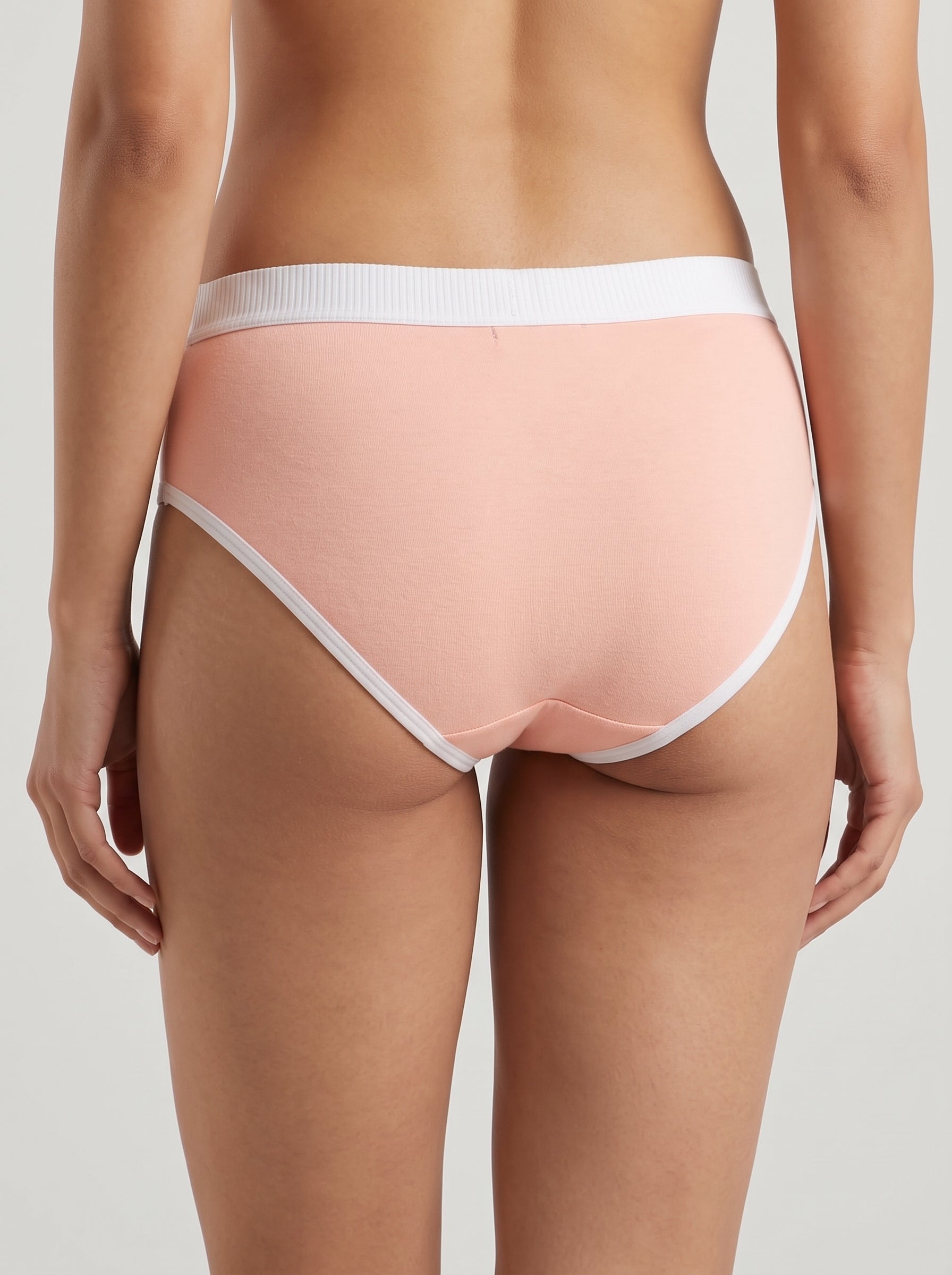 Ribbed waistband cotton panty - Peach back view