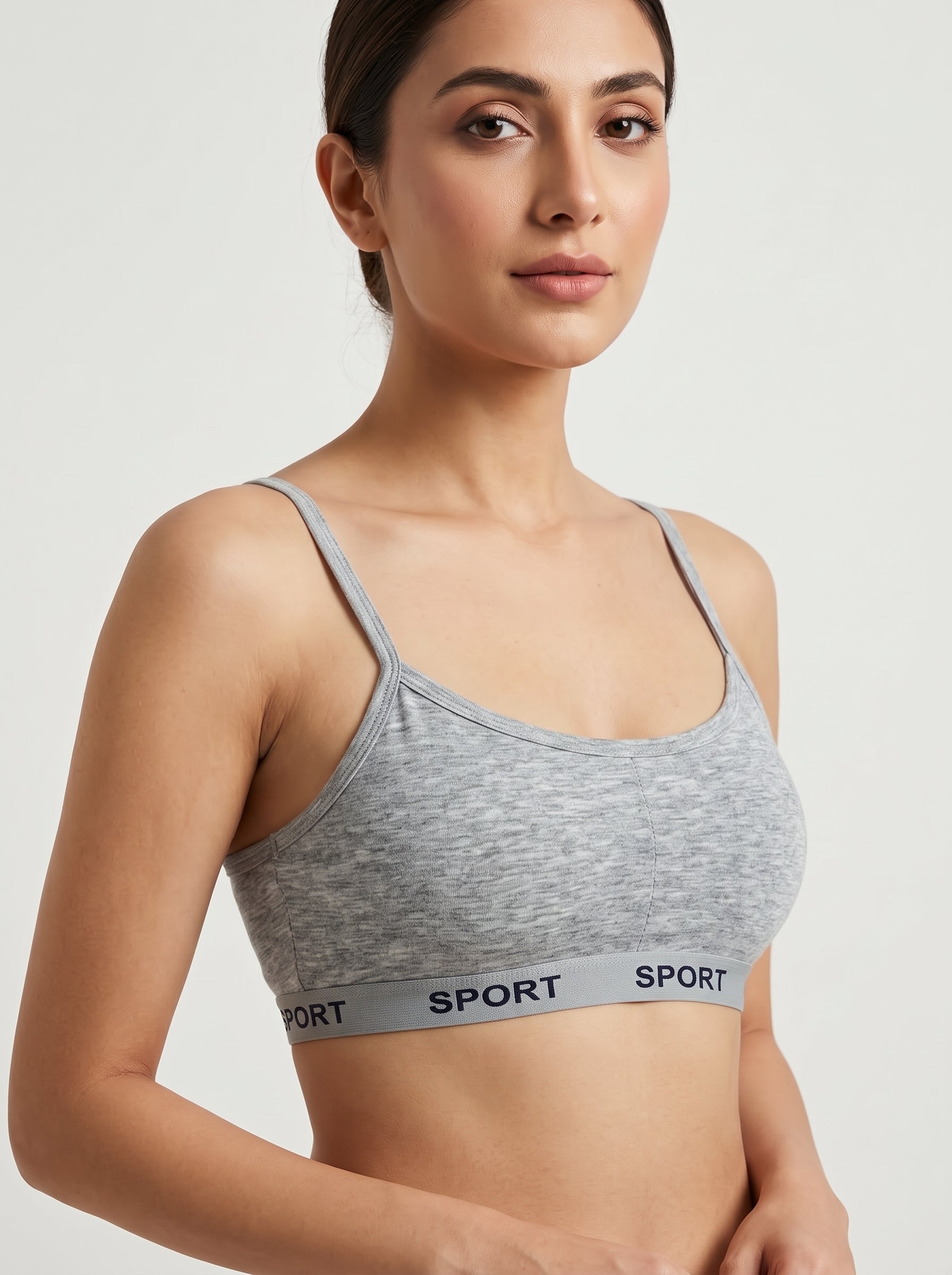 Grey SPORT band scoop bra