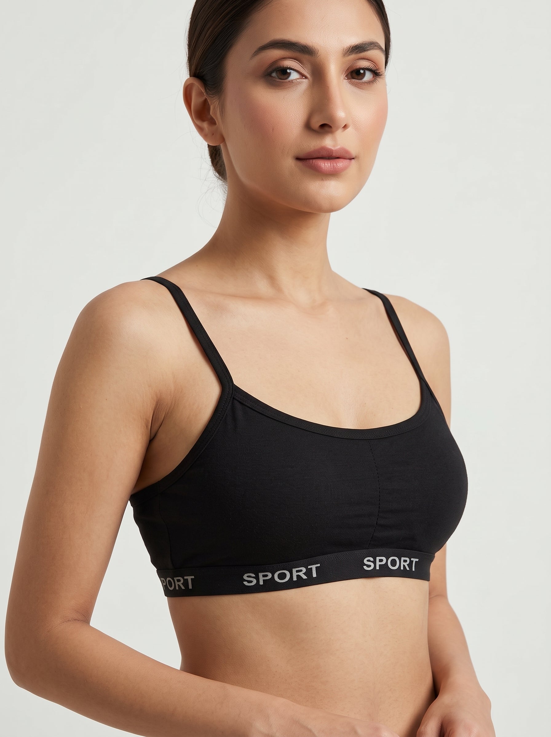 Black SPORT band scoop bra