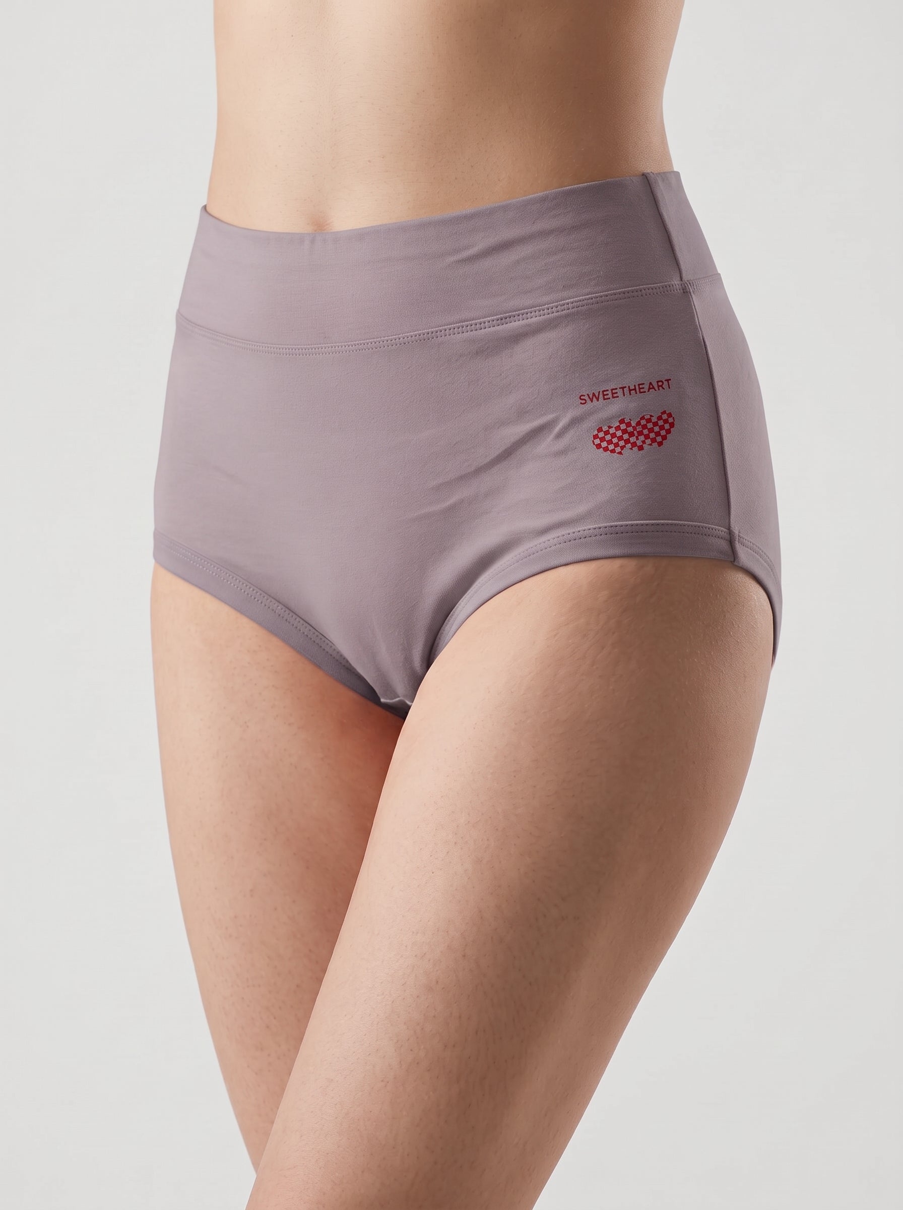 Sweetheart print high waist cotton brief - Lavender Grey