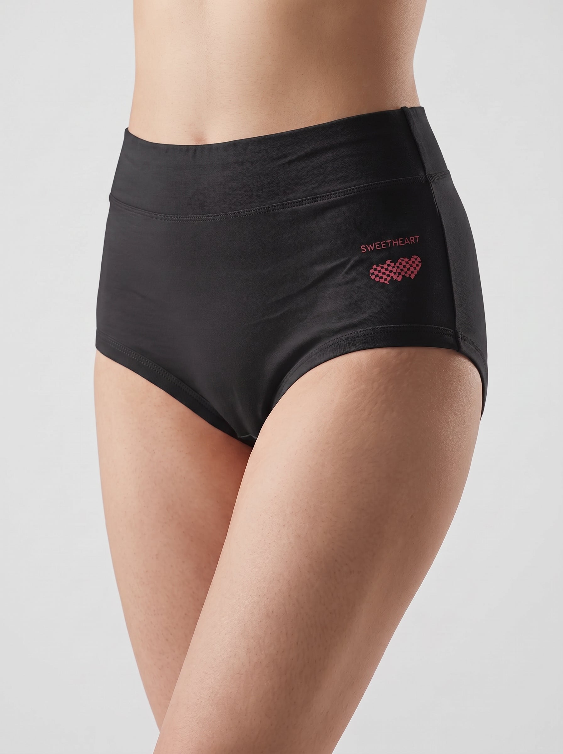 Sweetheart print high waist cotton brief - Black